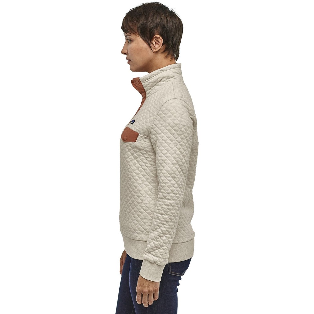 Patagonia Quilted Cowl Sweatshirt in Cream with Brown Trim - Picture 4 of 15